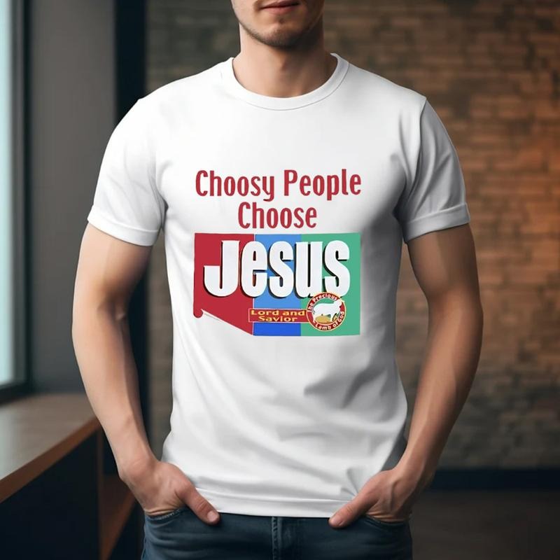 Choosy People Choose Jesus Christian Tee Pure Cotton Fabric Casual Streetstyle Crew Neck Short Sleeve T-Shirt Trendy Tops...