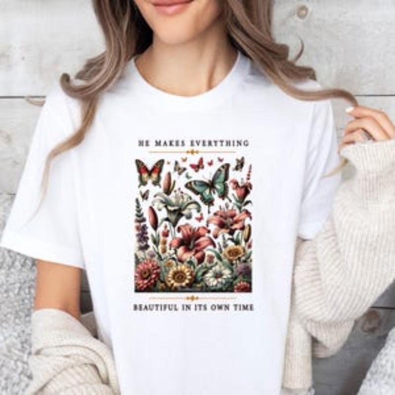 Christian Chinoiseries Shirt, Bible Verse Shirt, He Makes Everything, Religious Gift, Church T-shirt, Inspirational...