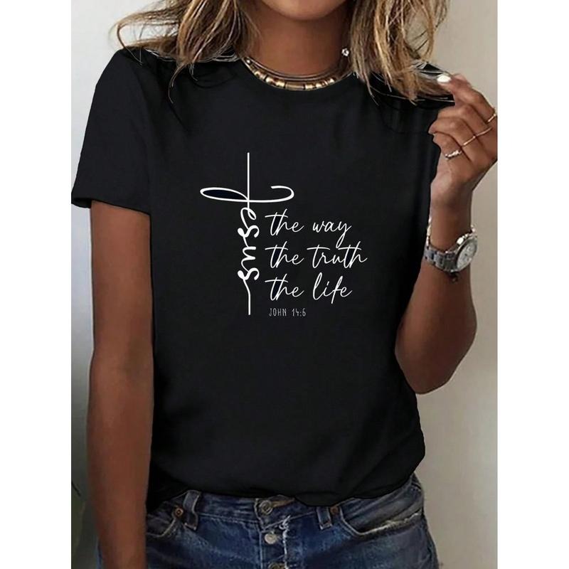 Christian Faith T-Shirt For Women & Men Jesus The Way Truth Life Inspirational Graphic Tee Black With White Lettering...