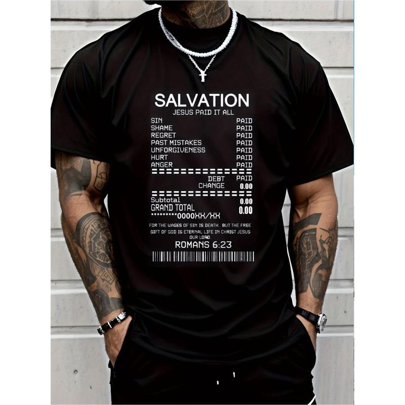 [Christian Graphic Tee] Christian Graphic T-shirt - Redemption Jesus Pays All Receipts Romans Bible Scriptures Short...