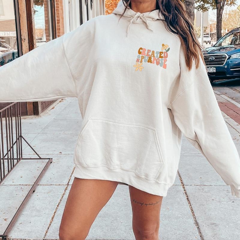 Christian Hoodie | Created For A Purpose Hoodie | Religious Hooded Sweatshirt | Bible Verse Sweater | Groovy Shirt |...