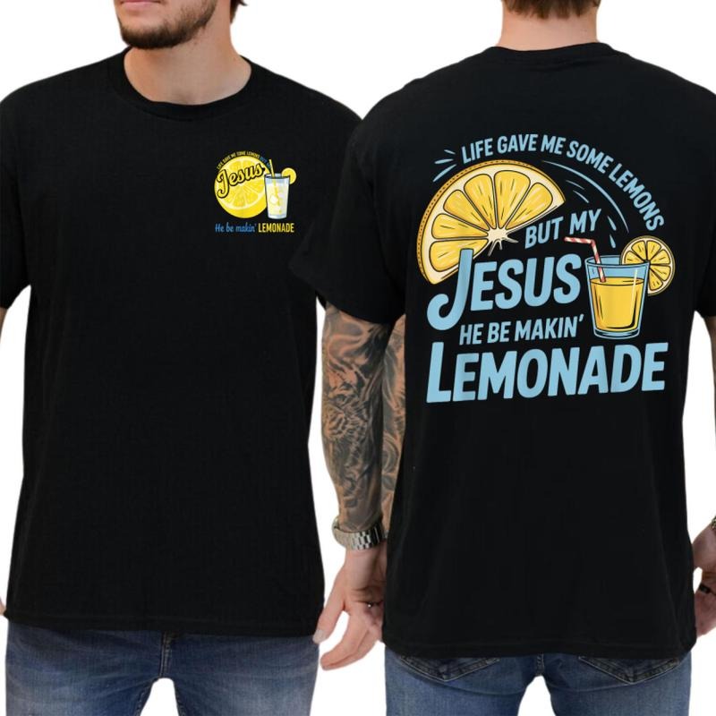 Christian Lemonade T-Shirt, Life Gave Me Lemons But Jesus Made Lemonade, Faith-Based Tee, Bible Verse Graphic Hoodie,...