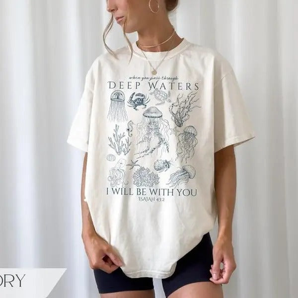 Christian Ocean Animal Tshirt, Coastal Sea Life Tshirt, Trendy Beachy Oversized Scripture Tee, Jesus Bible Verse Shirt,...