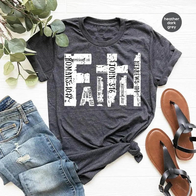 Christian Shirt Bible Verse T shirt Religious Outfit Retro Faith T Shirt Christian Cross Graphic Tees Genderneutral Adult...