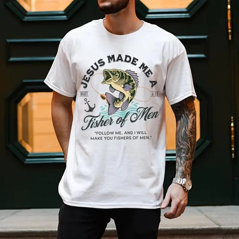 Christian Shirts for Men Christian T Shirts Fisher of Men Christian TShirts Gift for Men Christian Gifts Bible Verse...