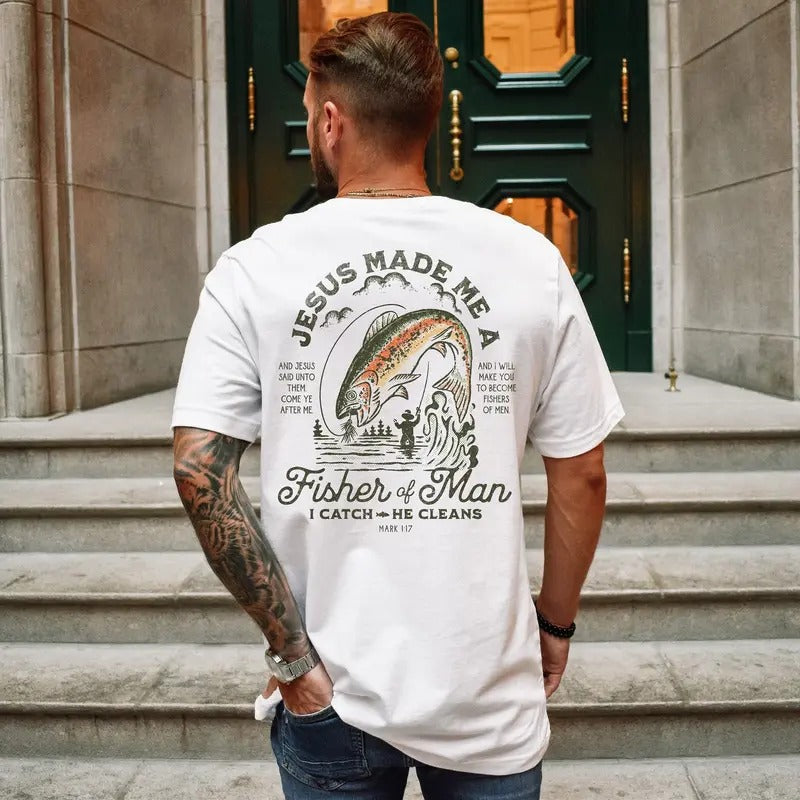 Christian Shirts for Men Christian T Shirts Fisher of Men Christian TShirts Gift for Men Christian Gifts Bible Verse...