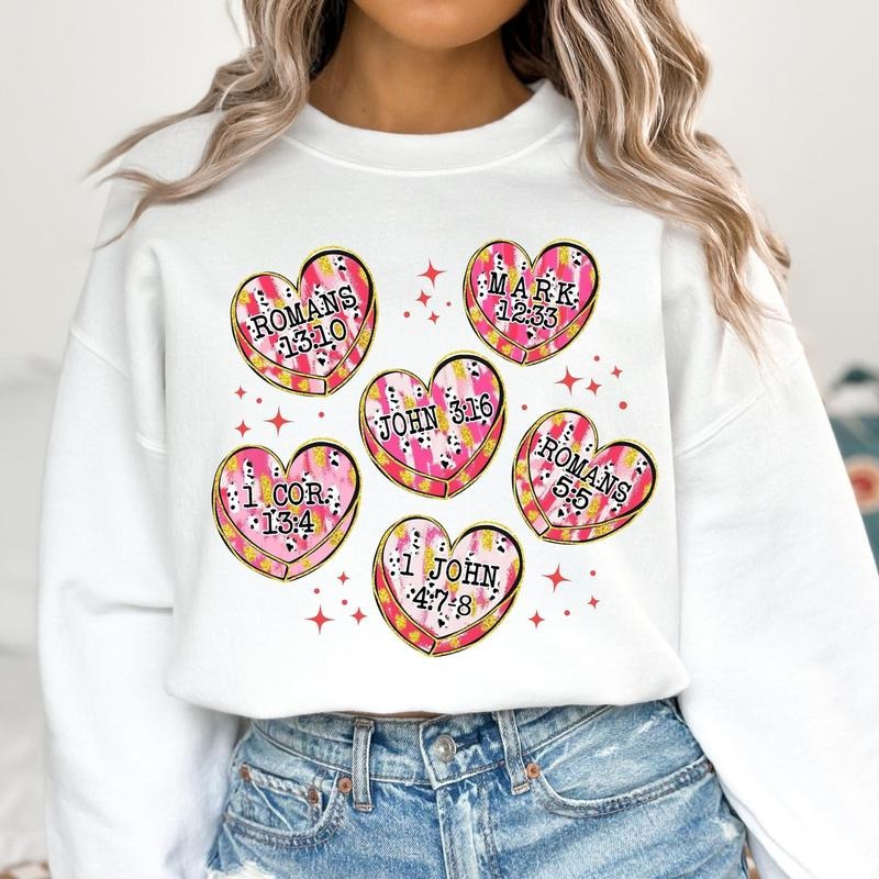 Christian Valentines Sweatshirt, Love Like Jesus Sweatshirt, Brushstroke Valentine Hearts Sweatshirt, Valentines Day...