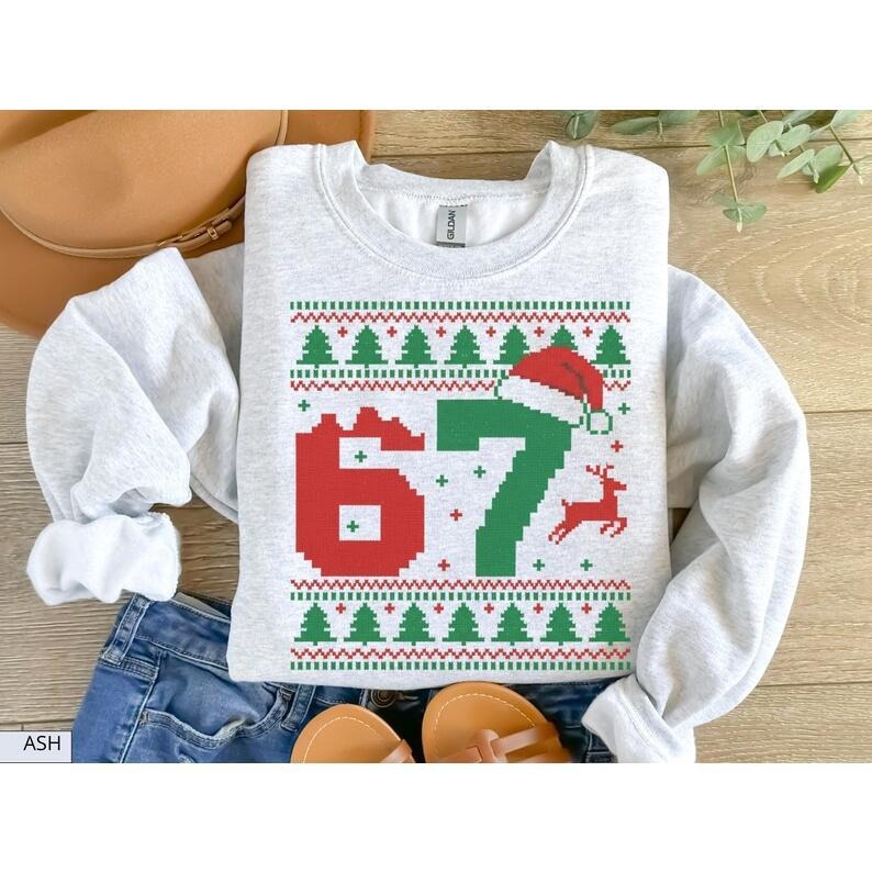 Christmas 67 Ugly Sweater, Funny Coworker Christmas Gift, Christmas Party Gift Ideas, Holiday Ugly sweatshirt, Six Seven...
