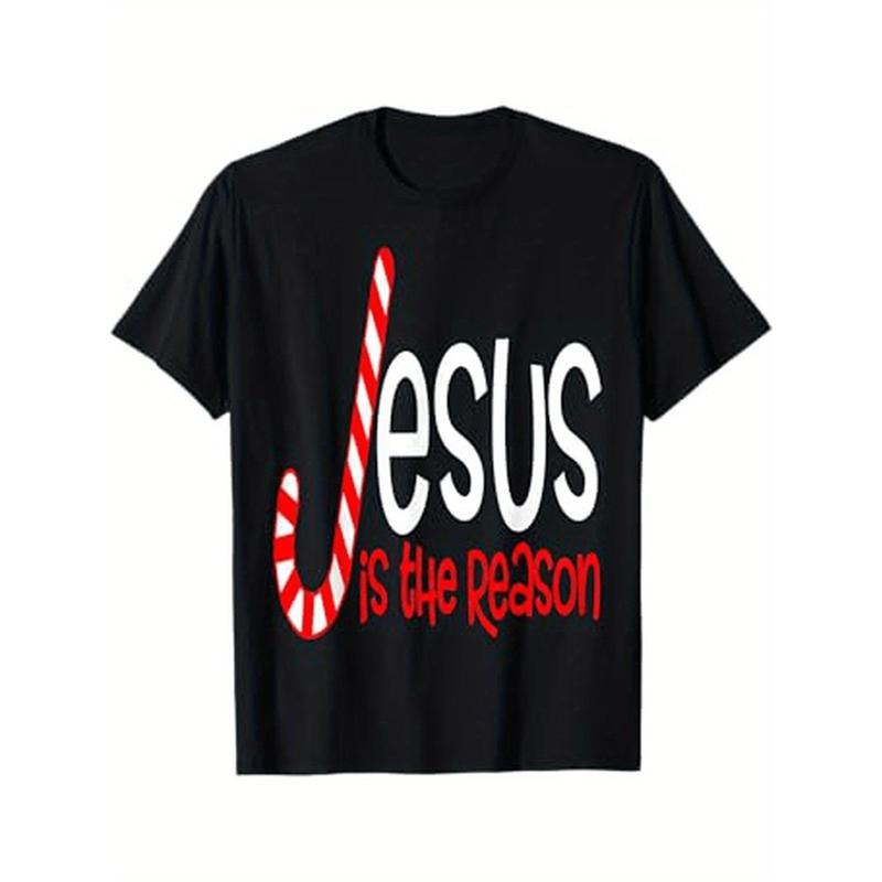 "Christmas Candy Cane 'Jesus Is The Reason' Graphic T-Shirt" style 02