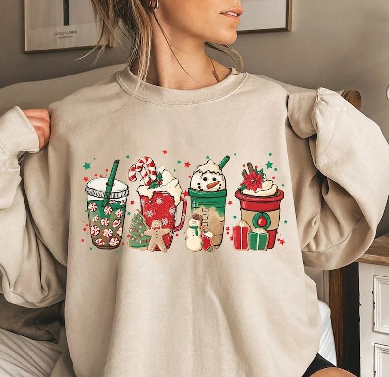 Christmas Coffee Sweatshirt, Christmas Sweatshirt, Christmas Shirt, Coffee Lover Gift Worker Winter Christmas Snowman...