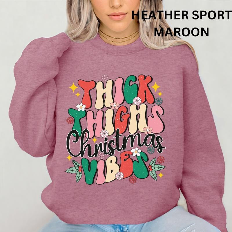 Christmas Crewneck, Thick Thighs And Christmas Vibes Sweatshirt, Tis the Season Christmas Truck Sweatshirt, Winter Season...