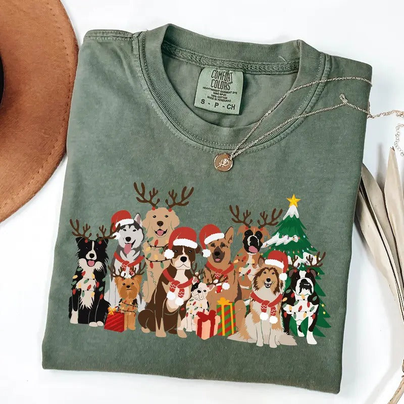 Christmas Dogs Shirt, Dog Lover Shirt, Holiday Shirt, Cute Christmas Shirt, Cute Gift for Dog Lover, Dog Mom Shirt, Merry...