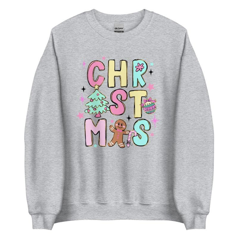 Christmas Doodles Graphic Crewneck Sweatshirt T-Shirts, Hoodie | UrbanDripWear.com