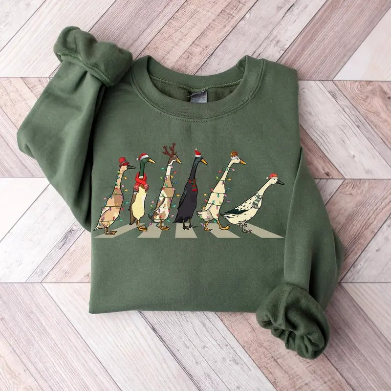 Christmas Ducks Sweatshirt, Duck Christmas Shirt, Funny Animals Christmas Sweatshirt, Farm Lover Gift, Funny Christmas...