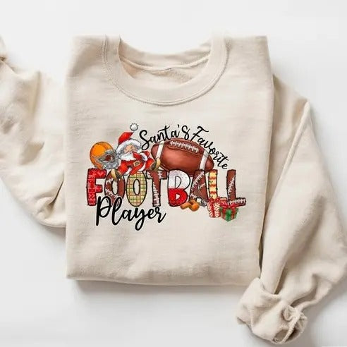 Christmas Football Sweatshirt, Football Santa Sweater, Christmas Sports Lover Gifts, Christmas Crewneck, Football Sport...