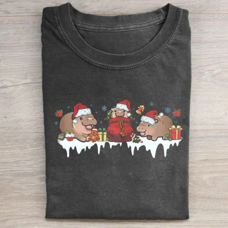 Christmas Funny Moo Deng T-shirt, Funny Christmas Tee Hoodie, Sweatshirt | UrbanDripWear.com