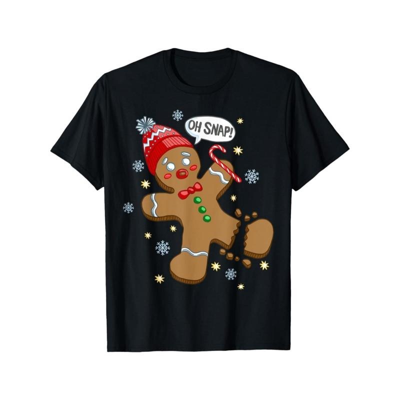 Christmas Gingerbread Man Printed Boys Round Neck Short Sleeve T-Shirt made in usa Hoodie, Sweatshirt | UrbanDripWear.com