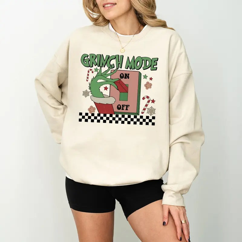 Christmas Grinch Mode Funny Sweatshirt, Grinch Christmas Sweatshirt, Christmas Sweatshirt, Grinch Sweatshirts, Christmas...