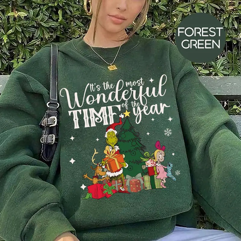 Christmas Grinchy Sweatshirt, Grinchy Christmas Tree Sweatshirt, It Is The Most Wonderful Time Of Year, Funny Grinchy...