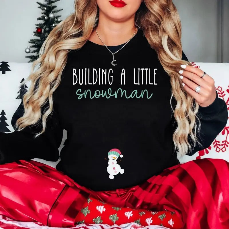Christmas Holiday Pregnancy Announcement Sweatshirt, Snowman Baby Christmas Pregnancy Announcement Sweater, Funny...