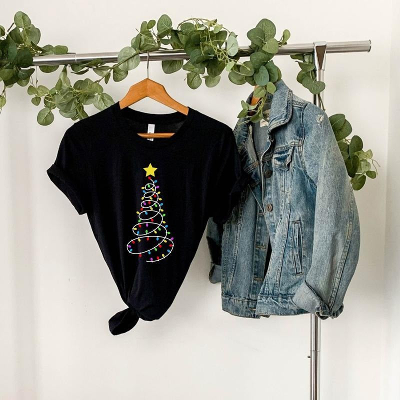 Christmas Light Tree Shirt Christmas Tshirt Christmas For Woman Tee Hoodie, Sweatshirt | UrbanDripWear.com