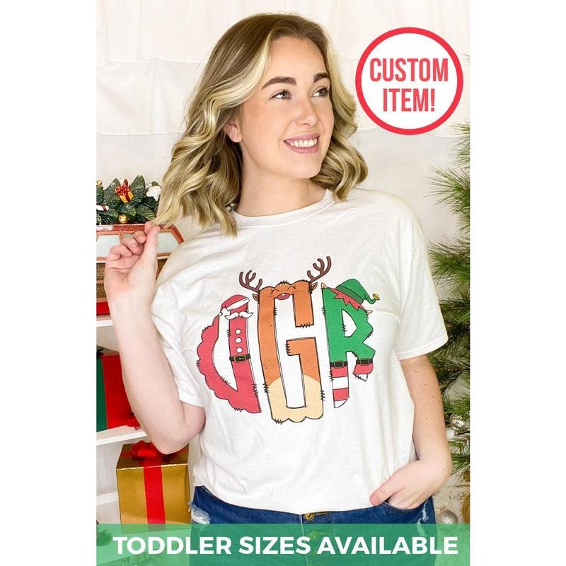 Christmas Monogram T-Shirt Hoodie, Sweatshirt | UrbanDripWear.com