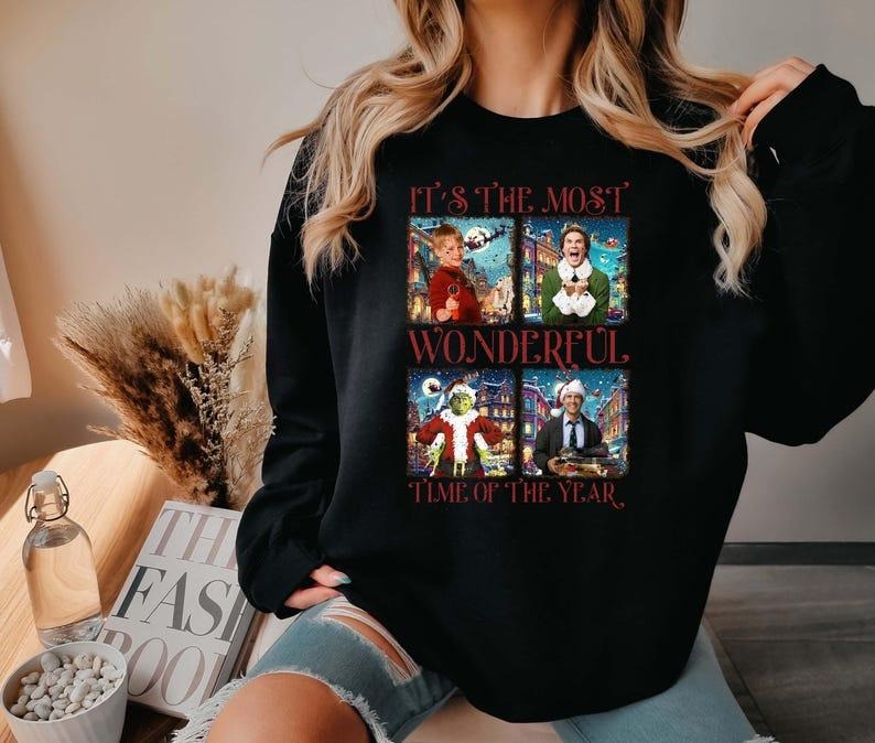 Christmas Movie Sweatshirt, It's the Most Wonderful Time of the Year Christmas Sweatshirt, Tis the Season Sweater, Merry...