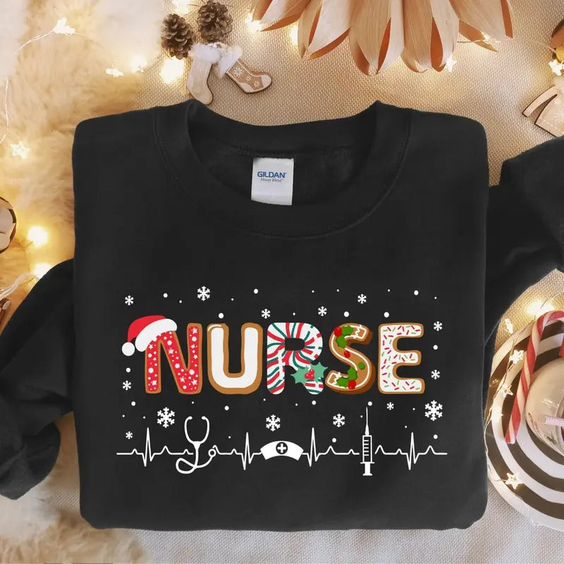 Christmas Nurse Sweatshirts, Holiday Nurse Sweater, Christmas Stethoscope Shirt, Holiday Nurse, Nursing Sweaters Hoodie