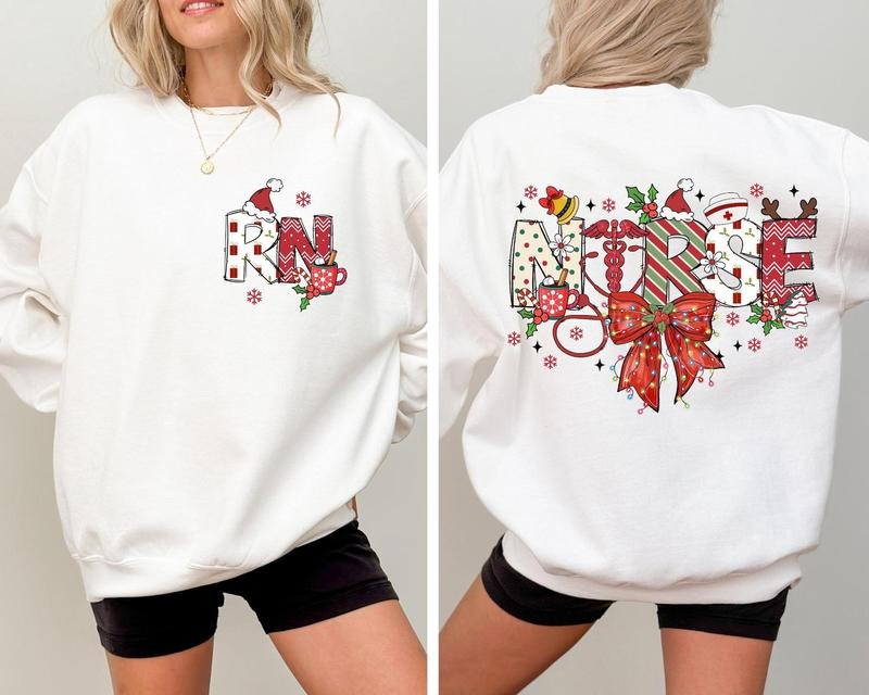 Christmas Registered Nurse Sweatshirt, Christmas Nurse Hoodie, Merry Nurse Crewneck, Christmas RN Hoodie, Registered...