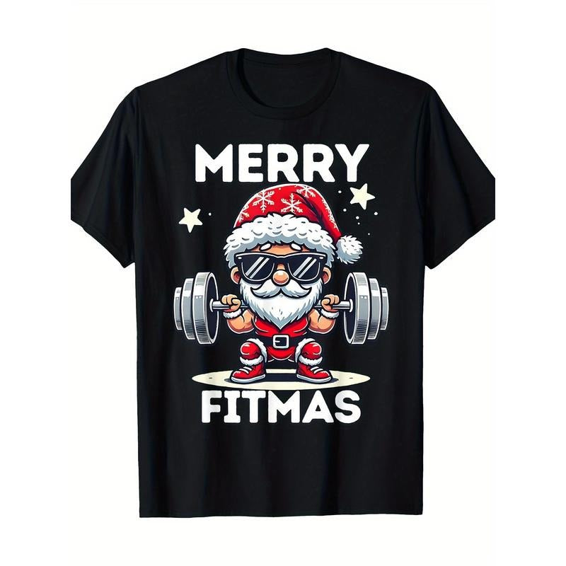 Christmas Santa Xmas Fitness Ugly Christmas Merry Fitmas T-Shirt - 220g made in usa Hoodie, Sweatshirt | UrbanDripWear.com