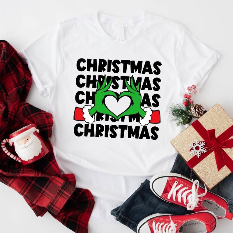 Christmas Shirt, Heart Hands X-mas T-Shirt, Matching Family Christmas Tee, Funny Christmas Gift Tee, Holiday Vibes Winter...
