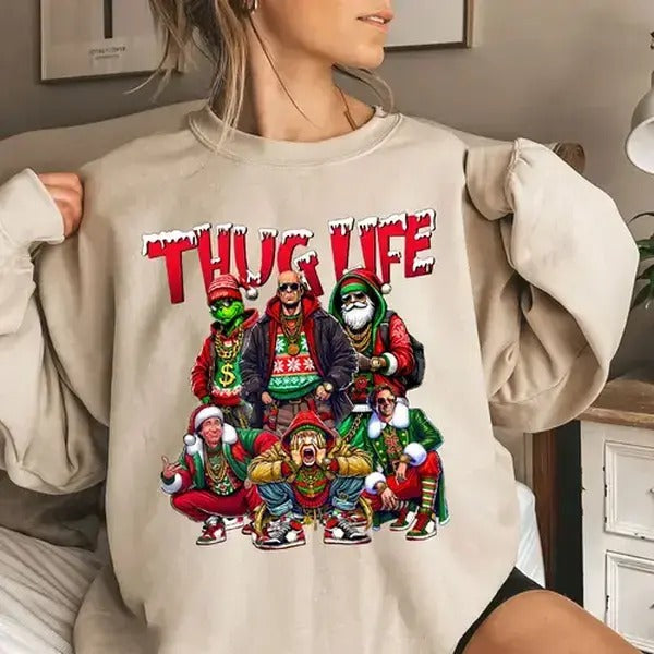 Christmas Shirt, Thug Life Christmas Shirt, Christmas Movies Shirt Hoodie, Sweatshirt | UrbanDripWear.com