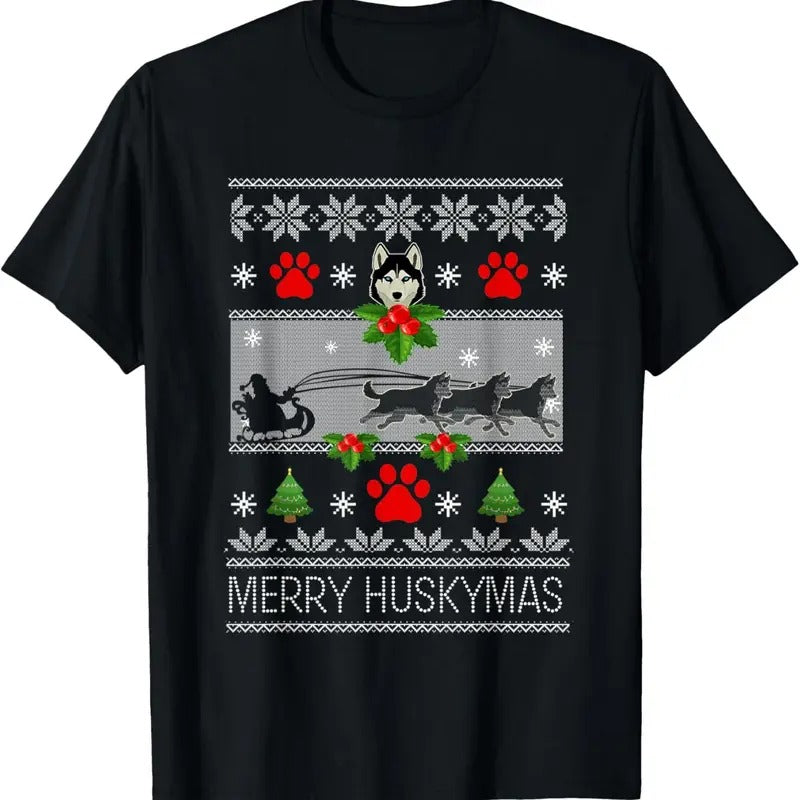 Christmas Siberian Husky Dog Husky Ugly Merry Huskymas T-Shirt Hoodie, Sweatshirt | UrbanDripWear.com