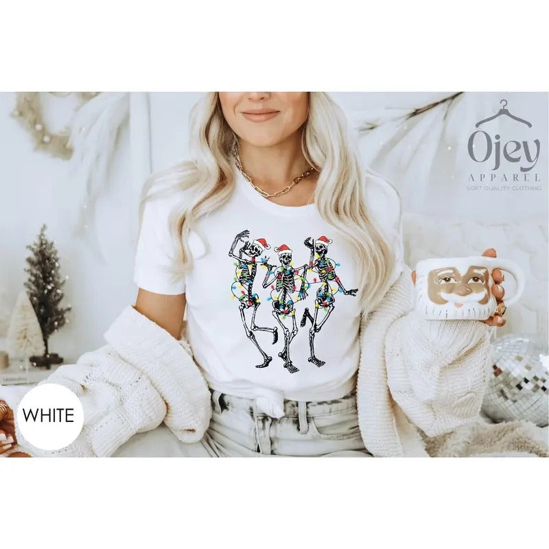 Christmas Skeleton Shirt Lights Skeleton Shirt Dancing Santa Shirt Funny Christmas Shirt Christmas Gift Shirts Christmas...
