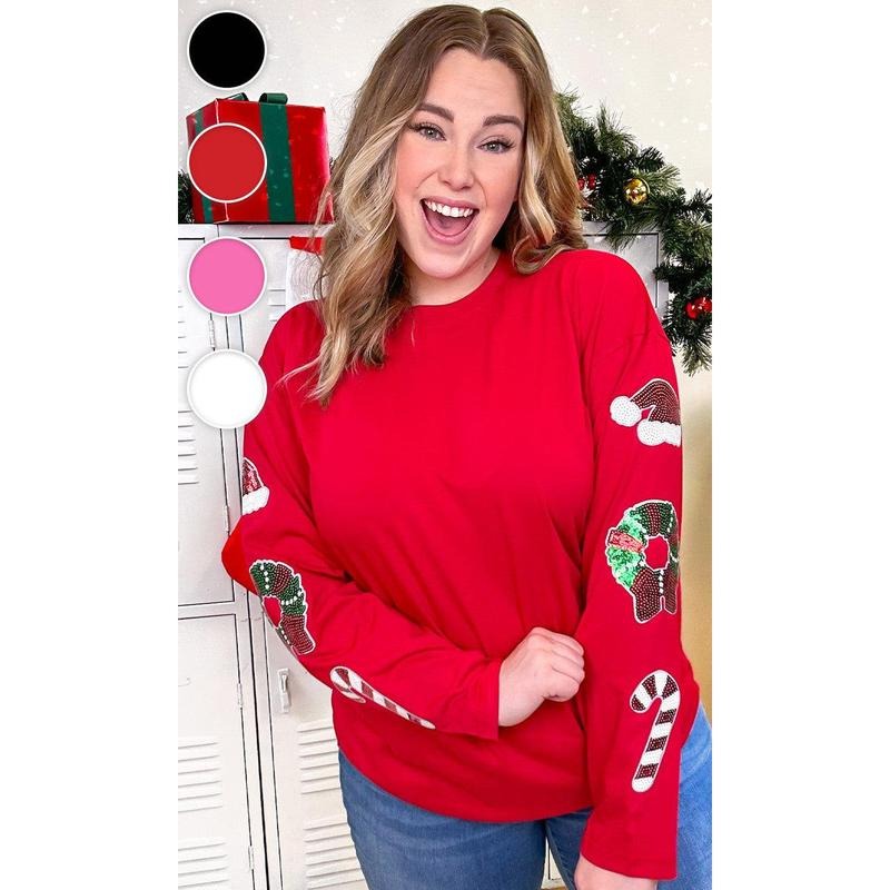 Christmas Sparkle Sleeve Boyfriend Long Sleeve T-Shirt Hoodie, Sweatshirt | UrbanDripWear.com