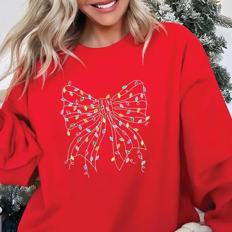 Christmas Sweatshirt Christmas Bow Shirt Winter Sweater Holiday Sweatshirt Hoodie | UrbanDripWear.com
