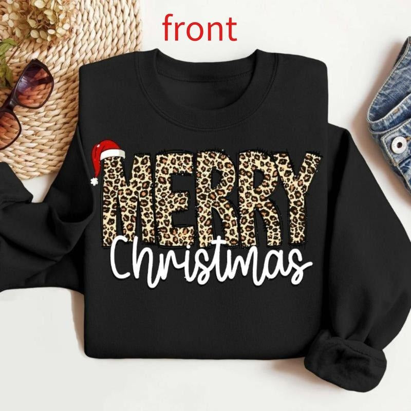 Christmas Sweatshirt, Merry Christmas Sweatshirt, Leopard Printed Christmas , Christmas Gift , Women Leopard Christmas...