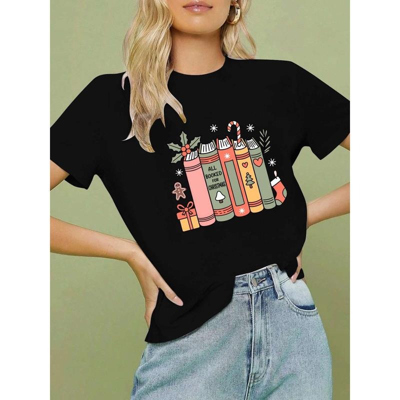 Christmas Themed T-Shirt Featuring Stocking, Book, and Festive Icons Hoodie, Sweatshirt | UrbanDripWear.com