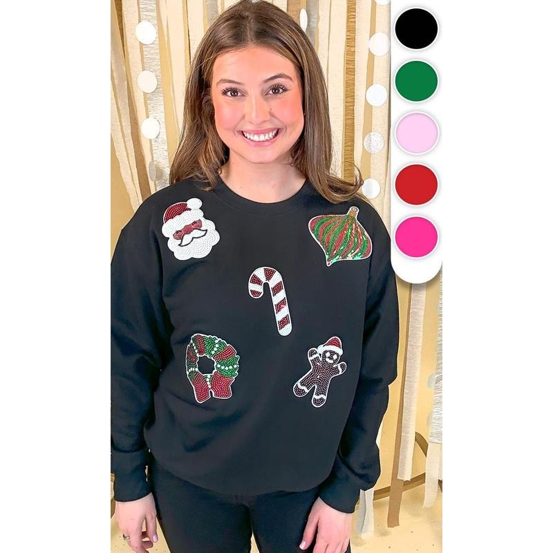 Christmas Things Sequin Graphic Sweatshirt T-Shirts, Hoodie | UrbanDripWear.com