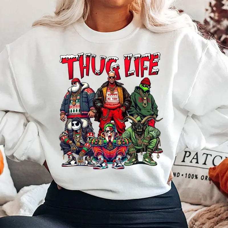 Christmas ThugLife Shirt, Christmas Movies Shirt, Xmas Graphic Tee Hoodie, Sweatshirt | UrbanDripWear.com