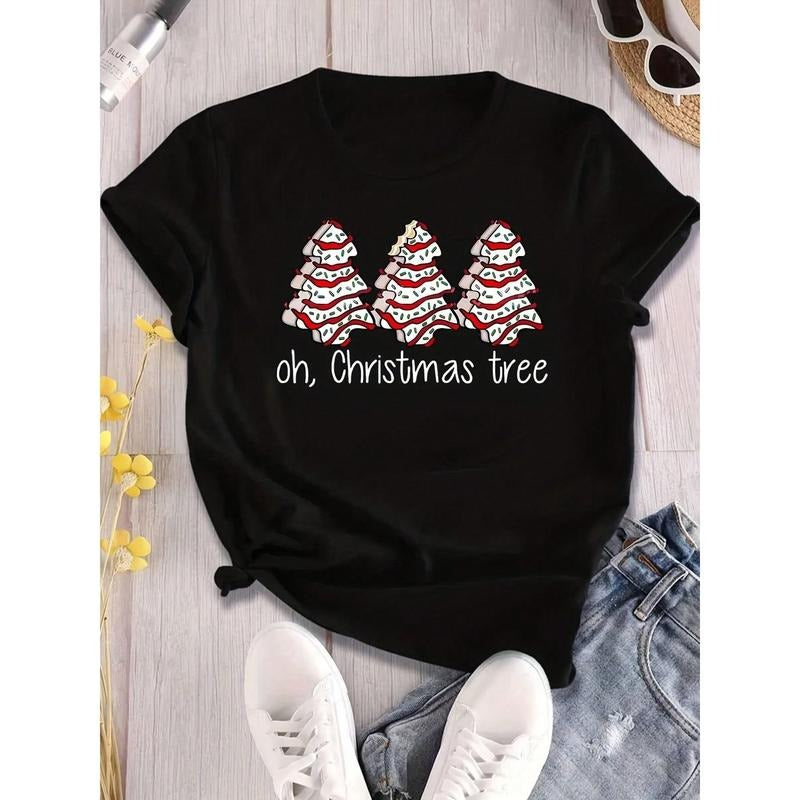 Christmas Tree Print T-Shirt For Casual Wear, Suitable For Summer And Gift Giving Hoodie, Sweatshirt | UrbanDripWear.com