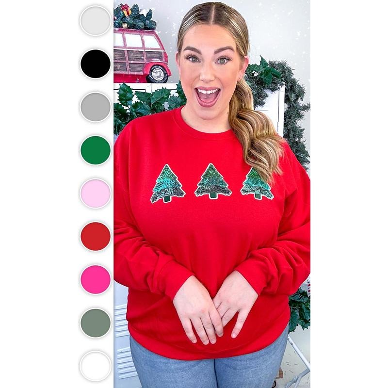 Christmas Tree Sparkle Sequin Graphic Sweatshirt T-Shirts, Hoodie | UrbanDripWear.com