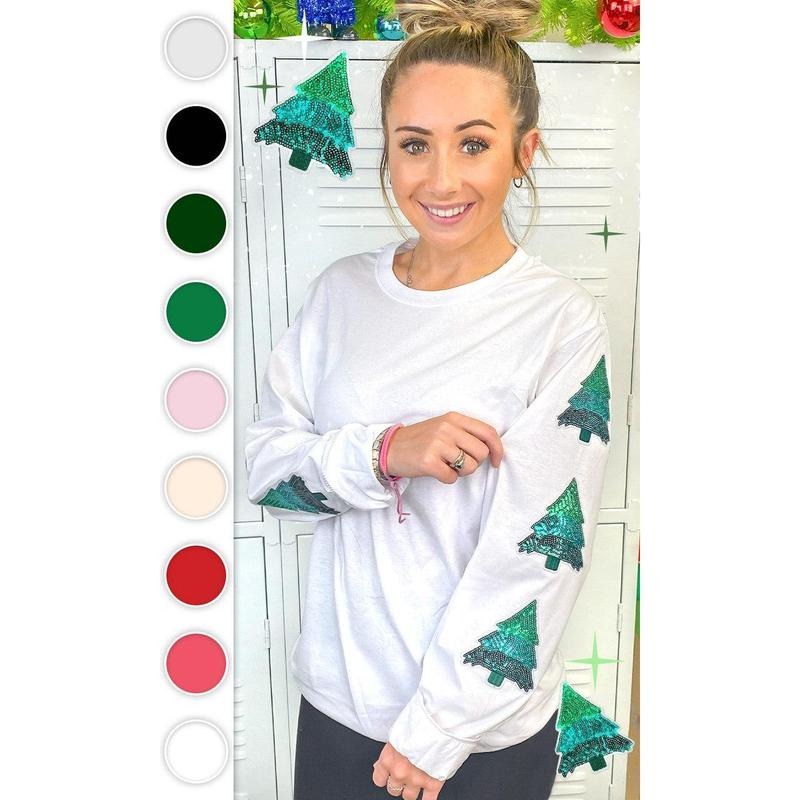Christmas Tree Sparkle Sleeve Long Sleeve Graphic T-Shirt Hoodie, Sweatshirt | UrbanDripWear.com