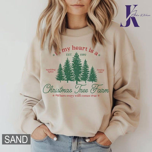 Christmas Tree Sweatshirt, In My Heart Is a Christmas Tree Farm Sweatshirt, Farm Fresh Christmas Tree Shirt, Christmas Crewneck, Christmas Shirt for Women