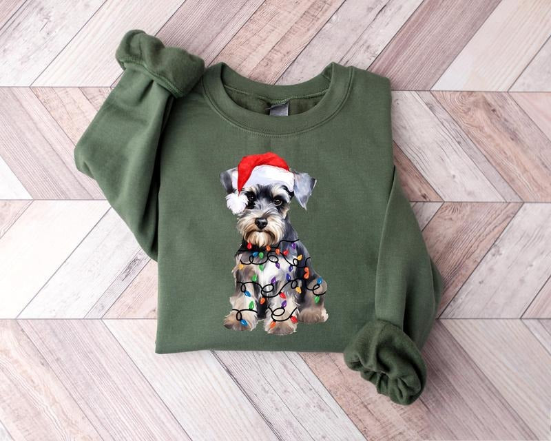 [Christmas Unisex Shirt] Christmas Schnauzer Sweatshirt, Schnauzer Christmas Sweater, Dog Mom Christmas Tshirt, Christmas...