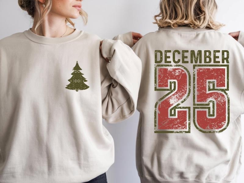 [Christmas Unisex Shirt] Distressed December 25 Hoodie, Christmas 25 December Sweater, Country Christmas Tee, December...