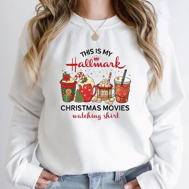 [Christmas Unisex Shirt] This Is My Movie Watching Sweatshirts, Christmas Movies Shirt, Holiday Spirit Tee, Gift For Her,...