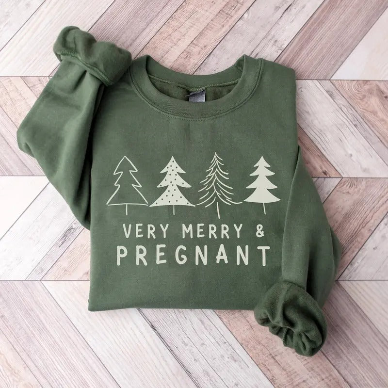 Christmas Winter Pregnancy Announcement Sweatshirt, Verry Merry And Pregnant Sweatshirt, Baby Reveal Shirt, Mom To Be...