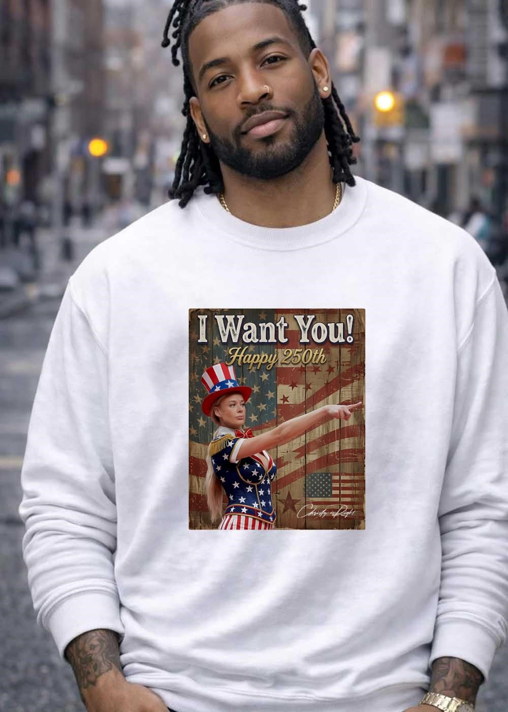 Christy Is Right I Want You Happy 250th Uncle Sam Woman T-Shirt