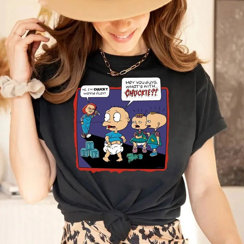 Chuckie Chucky! Vintage T-Shirt, Streetwear Horror Shirt, Cartoon Rugrats Shirt, Horror Movie Shirt, Rugrats Friends...